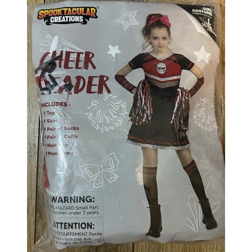 Spooktacular Creations Girls Cheerleader Costume Complete Outfit 10-14 Red/Black